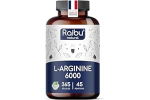 RAIBU L-Arginine - 365 Gélules Végétaliennes - 6000 mg de L Arginine HCL Pure (dont 4976 mg Pure) par Dose Journalière - Supplément Fortement Dosé & Testé en Laboratoire