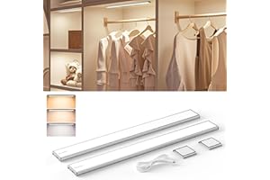 Quntis 40CM Luz LED Armario Magnética con Sensor Movimiento, 186 LED 3 Color 2500mAh Luces Led Cocina de Pantalla Completa, Luz Cocina Bajo Mueble para Armario Gabinete Pasillo Sótano,2 Piezas