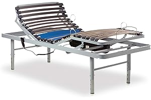 Gerialife Lit électrique renforcé réglable en 4 hauteurs (90x200), Bois de hêtre, Contrôle de câble