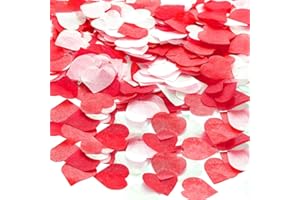 XCOZU 2.5cm Paper Confetti, 6000 Pieces Wedding Table Confetti Heart Shape Tissue for Balloon Decorations, Valentine's Day, Birthday Party and Baby Shower (Red & White)