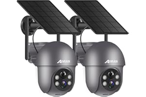 ANRAN Bezprzewodowa kamera nadzorująca 3MP, panel słoneczny + baterie, 360° PTZ, wykrywanie ruchu PIR, noktowizor 2K, dwukierunkowy dźwięk, alarm audio, kompatybilny z Alexa/Google, 2 szt