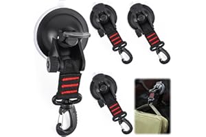 Bohrma Ventosas Furgoneta Camper 4 Piezas Anclaje de Ventosas Resistentes Ventosas Fuertes Amarran Anclaje de Ventosa para Coche con Gancho de Seguridad para Coche, Acampar, Camping, Hogar