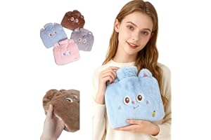 AIRCADIA 1.2L Wärmflasche mit weichem Bezug | Wärmehilfe bei Regelschmerzen & Verspannungen | Für Frauen, Erwachsene, Büro & Zuhause | Langanhaltende Wärme, Kuschelig weich (Blau)