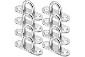 PUERHUACI 8 Piezas Anclaje Pared,Gancho Techo,Ganchos de Techo,Placa de Ojo M6 Acero Inoxidable para Colgar