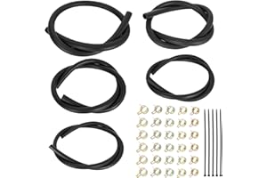 JIAYAN 5 Size Fuel Line Hose - 3/8" 1/2" 5/16" 1/4" 3/16" ID NBR Rubber 3.3Ft Gasoline Tube with 30Pcs Clamps & 5Pcs Tie Straps for Small Engines Golf Cart Snowmobile Motorcycle ATV Tractor Lawn Mowers