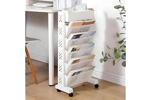 HABINO Movable Bookshelf,Large Capacity Rotatable Plastic Rolling Organization Shelf,Utility Movable Book Rack for Kids Children Students Study in Bedroom Home School (5 Layer) 2025., White