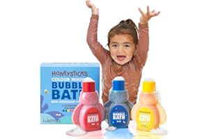 Honeysticks Burbujas de Bañera para Niños – Espuma de Baño a Base de Plantas – Bubble Bath que Cambia el Color del Agua y Crea Mucha Espuma – No Tóxica, No Irritante - 3 Uds - Azul, Amarillo, Rojo