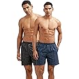 Jockey 1223 Men's Super Combed Mercerized Cotton Woven Checkered Boxer Shorts with Side Pocket (Pack of 2)