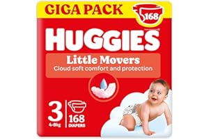 Huggies Little Movers, Pannolini Taglia 3 (4-9 Kg),Ultra assorbente, Design Disney, 168 Pz