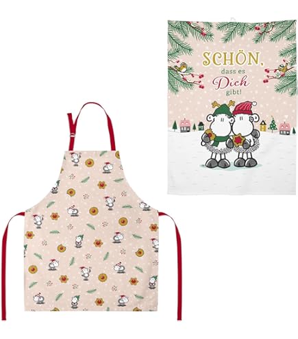 Sheepworld Schürze & Geschirrtuch Set - Küchengeschenk Mit Motiv