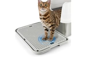 Bartuke Large Rampe per lettiera per Gatti, 42X28CM scalino/tappeto per gatto con funzione filtro, facile da pulire, ideale per gattini e gatti anziani (Grigio chiaro)