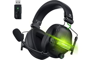 WESEARY WG2 Casque Gaming, 2,4 GHz Casque Bluetooth sans Fil avec Micro pour PS5, PS4, PC, Switch, Mac, Mobile, Casque PS5 Pliable avec 7.1 Son Stéréo et Éclairage RGB, Réduction de Bruit pour Gamer
