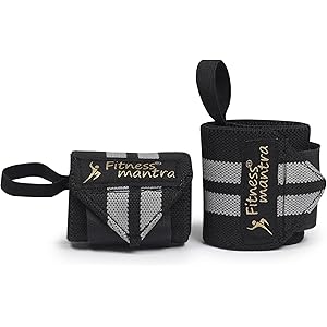 Fitness Mantra® Wrist Support - Gym Accessory | Wrist Wrap | Hand Grip Band | Weight Lifting Band | Size: 18 x 3 Inches | Color: Grey