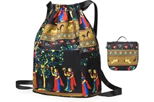 VORAE Drawstring Bag Large Capacity Waterproof Backpack, Foldable Dry-wet Separation Travel Sports Backpack Exotic Drawstring Gym Bag for Adults Teen Kids