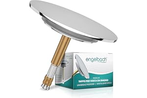 Engelbach® Tappo per vasca da bagno universale - Con doppia guarnizione in silicone e struttura in acciaio inox - Finitura cromata