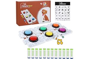 SUPTMAX Duffire Przycisk komunikacji z psem do nagrywania przycisków do rozmowy dla zwierząt domowych - 6 przycisków nagrywania głosu, 3 maty mocujące, naklejki, baterie