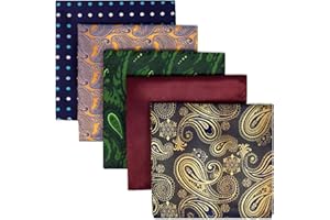 S&W SHLAX&WING Shlax&Wing 5 Pieces Assorted Mens Pocket Square Set Handkerchiefs Lot