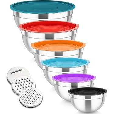 Rocky Mountain Goods Rührschüssel-Set 5-teilig – Stapelbar, Mit Ausgießer, BPA-frei & Spülmaschinenfest