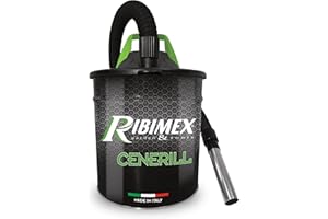 Ribimex Aspiracenere Elettrico Cenerill, con Filtro HEPA Lavabile, Bidone da 18 L, Potenza 1000 W, Ideale per Aspirare Ceneri Fredde da Stufe, Caminetti e Barbecue - PRCEN001