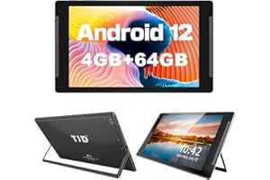 TJD 10.1 inch Tablet,Android 12 Tablets with Stand, 4GB RAM 64GB ROM (512GB Expandable Storage), 6000mAh Battery, HD IPS Screen, 2MP Front+8MP Rear Camera, Wi-Fi, Bluetooth, Google GMS Tablet