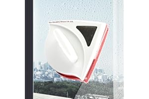 MINLEER Upgraded Double-Sided Magnetic Window Cleaner for Double Glazed Windows 15-24mm, Strong Magnet Window Cleaner Tool with Anti-Drop Safety Rope, Scratch-Resistant Water Storage Design