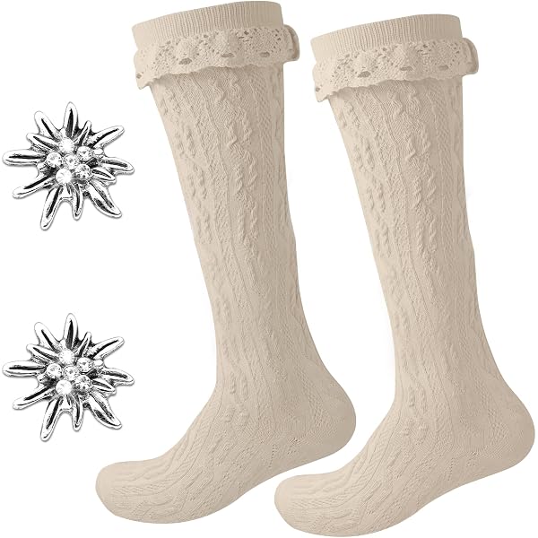 Chaussettes à Volants Blanches Pour Dirndl YUZNA - Dentelle, Nœud, Style Oktoberfest, Vintage - Taille Unique Femme - 10