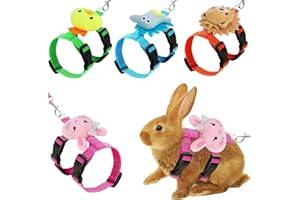 XPAPOV Rabbit Harness with Lead, Set of 4, Adjustable Soft Rabbit Harness, Rabbit Lead for Rabbits, Cats, Small Dogs and Other Small Pets