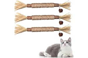 Redreo Cat Silvervine Chew Sticks, 3pcs Natural Cat Teeth Nip Cleaning Catnip Toys for Indoor Cats Kitten Teething and Stress