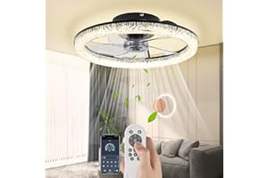 NAMOUK Ventilateur Plafond,Silencieux Luminaire Ventilateur Plafonnier et Télécommande,Moteur Réversible,LED de Température Tricolore Dimmable(3000K-6500K),6 Vitesses,Minuterie, pour Chambre, Salon, Cuisine