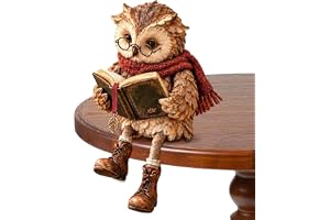 Owl Figurine - Vintage Rustic Reading Statue, Dangling Legs Ornament