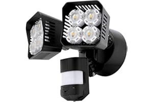 ‎SANSI SANSI LED Strahler mit Bewegungsmelder Außen, 3600LM 5000K Tageslichtweiß Superhell Aussenleuchte mit verstellbaren 2 Köpfe, IP65 Wasserdicht Flutlicht Sicherheitsleuchte für Garage, Hof, Schwarz
