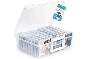 HEFTMAN 4 x 6 pudełek do przechowywania zdjęć - przezroczyste pudełko do przechowywania zdjęć z 16 wewnętrznymi etui na zdjęcia, pomieści 1600 zdjęć - przezroczyste pudełko do przechowywania nasion,