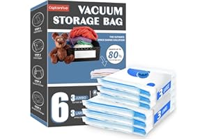 CaptainFive Bolsas Vacio Ropa 6 Piezas 3XL + 3L, Bolsas de Almacenaje al Vacio, Bolsas para Guardar Ropa, Ropa de Cama, Edredones, Almohadas, Mantas, Ahorro Espacio