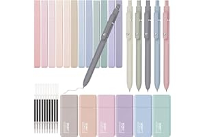 ‎PARTIDEAL Partideal 33 Stück Textmarker Pastell Set,12 Stück Aesthetic Marker Stifte 5 Stück 0,5 mm Gelstifte mit 10 Ersatzminen Enthalten und 6 Korrekturbänder für Journal Bibel Schule Büro