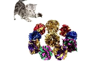 Anawakia Lot de 10 Balles en Papier Paillettes pour Chat - Jouet Interactif pour Chaton et Animal