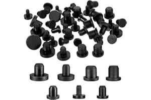 EUPHHONYCS 70 Pcs Silicone Rubber Hole Plug, 7 Sizes Round Rubber Button Hole End Covers, Silicone Plugs, Black High Temp T-Type Hole Plug, Soft Flexible Stopper, Waterproof & Sealing