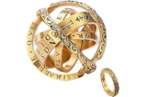 GAUEIOUR Bague sphérique astronomique, anneau rétro 3D inversé déformable, alliage doré, style gothique unique, mettant en valeur un univers de rêve