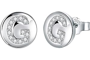 J.Endéar Christmas Jewelry Women Girls Earrings Initial Letter A-Z 925 Sterling Silver Hypoallergenic Tiny Studs Birthday Children's Day Gifts for Kids Daughter