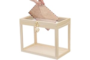 Prounion Card Box Wedding Card Box for Recption, Large Acrylic Wedding Gift Card Holder Box with Lock, No Assembly Big Wedding Card Envelope Money Holder Box with Lid Clear Card Box for Wedding Party