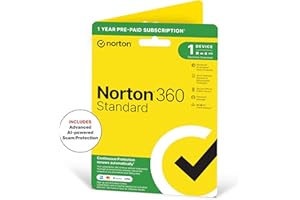 Norton 360 Standard 2026, Antivirusprogram för 1 enhet och 1 års prenumeration med automatisk förnyelse, inkluderar Secure VPN och Password Manager, PC/Mac/iOS/Android, aktiveringskod per post