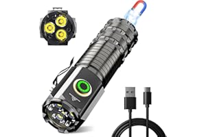 Wind&Moon Petite Lampe Torche Rechargeable,5000 Lumens Lampe de Poche Tactique,5 Modes D'éclairage IPX5 Imperméable,LED a Pile Adaptée aux Urgences de Camping et de Randonnée