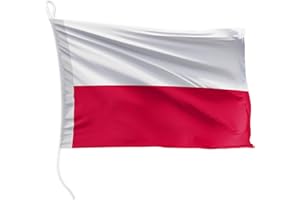 FLAGLY bandiera per barca Polonia 30 x 20 cm formato orizzontale - peso del tessuto 115g/m² - stampata, robusta con corda e occhiello, accessori per barca barca a motore