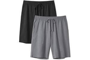 DAVID ARCHY Pajamas Men's Shorts Combed Cotton Pajama Pants Breathable Moisture Wicking Pajamas with Pockets Men's Trousers, Set of 2