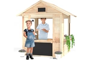 Big Game Hunters Wooden Playhouse Café Shop, Market Stall Play Shop, Kids Garden Toys, Outdoor Indoor Playhouse for Imaginative Play