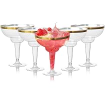 Matana 12 Eleganti Bicchieri da Cocktail Margarita in Plastica con Bordo Dorato, 360ml - Resistenti e Riutilizzabili - Bicchieri da Martini Daiquiri per Matrimoni Compleanni, Feste