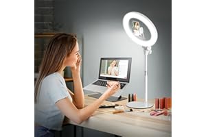 Evershop Ringlicht mit Stativ Ringleuchte Streaming Videokonferenz Licht Tisch, 10.5” LED Ring Light mit Handy Stativ 3 Lichtfarben+10 Helligkeiten 360°Drehbar Lichtring Beleuchtung Tiktok YouTube