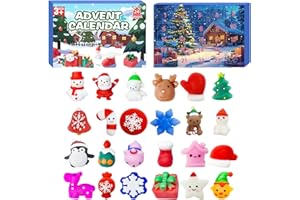HENFUME Kalendarz adwentowy 24 Squishy Toy dla dzieci, Mochi Squishy, kalendarz adwentowy dla dzieci, odliczanie, antystresowe, zabawki, Boże Narodzenie, odliczanie, rytuały, Święty Mikołaj, choinka