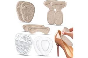 GEFIRE 5 Pares Almohadillas para el Talón,Protección para el Talón Autoadhesivas,Talonera para Zapatos Demasiado Grandes,Taloneras de Esponja para Zapatillas de Deporte(Gris,Blanco,Transparente)