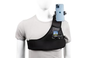 PellKing Schultergurt-Halterung mit doppelter Basis, kompatibel mit iPhone, Samsung, Handy, POV, GoPro Hero 12, 11, 10, 9, 8, 7, 6, 5, Akaso, Insta360, X3, X2, DJI Action 4, 3, 2, Kamera-Zubehör