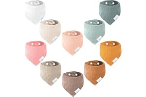Miyacare 10 Stück Lätzchen Baby Dreieckstuch, Super Saugfähige,100% Baumwoll, Halstuch Baby, mit 4 Verstellbares Druckknopf, für Baby Jungen und Mädchen